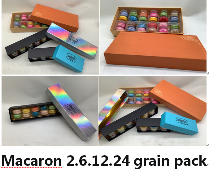 24pcs anaranjado elegante Macaron que empaqueta la caja de papel de Macaron Kraft reciclable con 5 internos plásticos