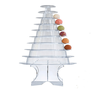 soporte de exhibición negro claro del macaron de la torre de la pirámide del macaron de 10 gradas