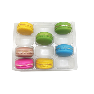 Bandeja de paquete de 12 macaron de una sola pieza, bandeja de plástico transparente para macaron, bandeja de blíster, embalaje de macaron