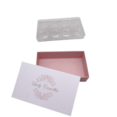 Caja de embalaje de regalo de chocolate con caja de papel dulce de 8 piezas con interior transparente de plástico
