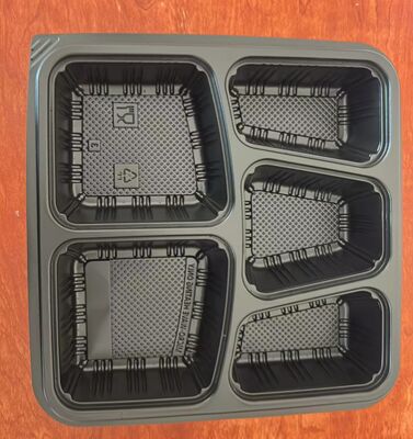 Cajas de comida rápida, cajas de comida rápida desechables de PP de 5 compartimentos, cajas de comida rápida de PP de 5 compartimentos, recipientes de comida rápida de 5 compartimentos