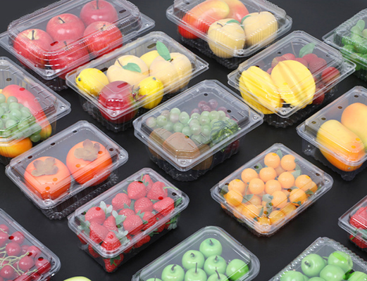 Caja de embalaje de frutas de diseño personalizable con PET reciclable y sellado térmico para una protección perfecta