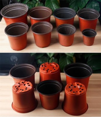 Nuevo diseño de 3 pulgadas de plástico Jarras de crianza Color marrón suave Jarras de plástico de flores