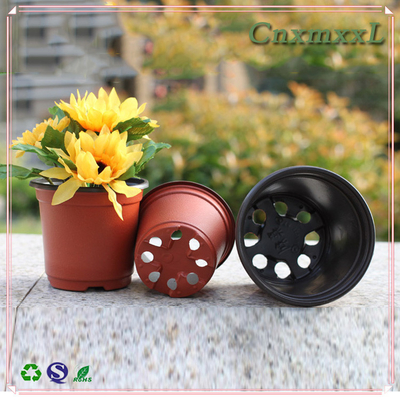 Luminoso y suave Negro de doble color Botes de flores de plástico Chive Shoot Sementes Pot Nutrición