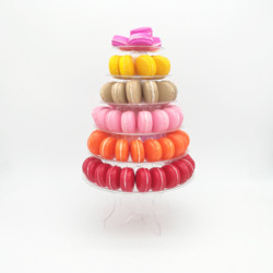 Torre de Macarón de 6 niveles con fondo acrílico