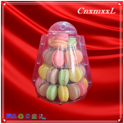 Cuatro capas claras de plástico más pequeñas Macaron Torre Cajas favoritas de la fiesta