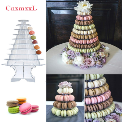 Super WOW 10 Tier Macaron Blister Torre de soporte de embalaje con acrílico
