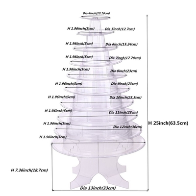 Super WOW 10 Tier Macaron Blister Torre de soporte de embalaje con acrílico