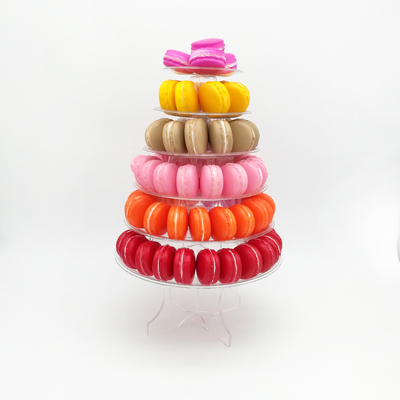 Torre redonda reciclada de Macarón de 6 niveles con fondo