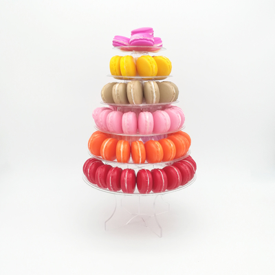 Torre redonda reciclada de Macarón de 6 niveles con fondo