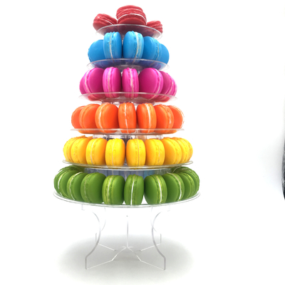 Estante de pasteles Torre de macarrones 6 niveles con soporte acrílico transparente