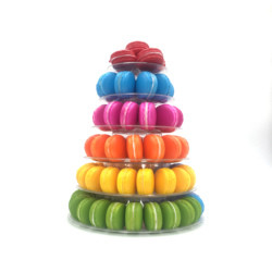 Estante de pasteles Torre de macarrones 6 niveles con soporte acrílico transparente