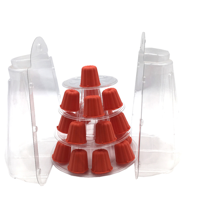 Mini plástico transparente de 4 niveles Torre de Canele Stand para exhibición Canele / macarrón y decoración de pastel