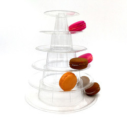 Mini plástico transparente de 4 niveles Torre de Canele Stand para exhibición Canele / macarrón y decoración de pastel