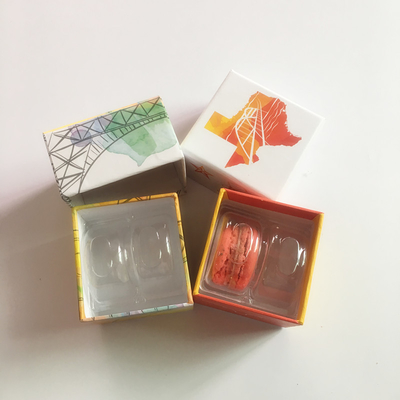 2 pcs de papel de impresión de macarrones caja de regalo de embalaje Macarrones con bandeja interior
