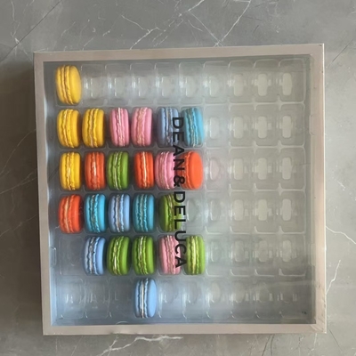 Macaron 35 Envasado en bandeja transparente Caja hecha a mano Envasado de macaron Envasado de chocolate Envasado de tapa superior e inferior Envasado de pastel