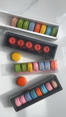 12 Pcs PET Plastic Macaron Containers Embozamiento de Impresión Manipulación