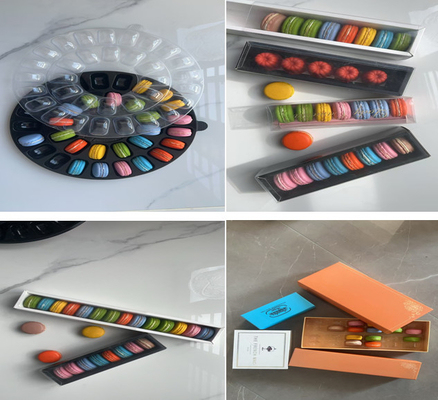 Caja de plástico de macarrones de 33 granos bandeja de macarrones transparente diseño personalizable
