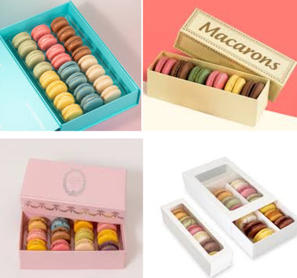 Alimentación segura Macaron Caja de papel Embalaje Macaron Caja de plástico Estilo cajón