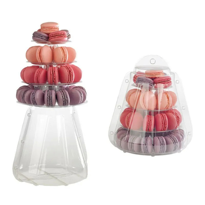 Ampolla negra Macaron plástico de 9 gradas que empaqueta el soporte conveniente de la torre de Macarons