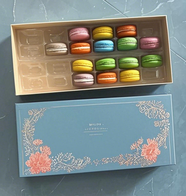 Embalaje de caja de papel transparente Macaron Display Rack Macaron Tray Macaron Gift Box Embalaje Chocolate Macaron Envasado de tapa superior e inferior