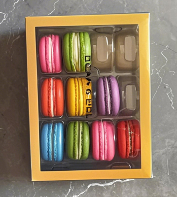 Embalaje de caja de papel transparente Macaron Display Rack Macaron Tray Macaron Gift Box Embalaje Chocolate Macaron Envasado de tapa superior e inferior