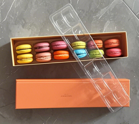 Caja de embalaje de macarrones de alta gama Caja de postre francés de 6 granos Caja de cajón transparente