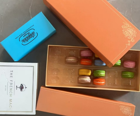 40 piezas de macarrones caja de embalaje galleta coreana horneado clara nieve crujiente chocolate helado galleta pequeña caja de regalo