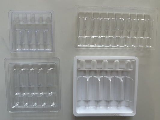 Embalaje en bandeja de ampollas para medicinas con agua inyectable 1 ml 2 ml 5 ml 10 ml bandeja de ampollas PET personalización