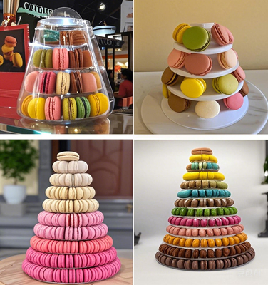 Torre de Macarón de 6 niveles con fondo acrílico