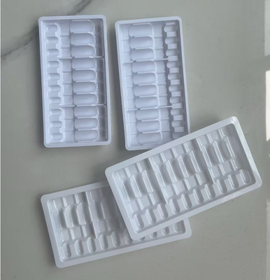 Producción personalizada de bandejas de plástico (bandejas PET) para viales de 2 mililitros y 10 dosis, bandejas para ampollas.  Bienvenido a consultar.