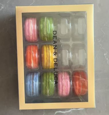 embalaje de caja de papel de macaron personalizado, embalaje de plástico de macaron personalizado