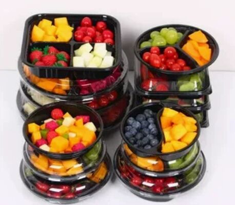 Caja de embalaje de frutas de PET reciclable personalizable con sellado térmico para tomates y productos