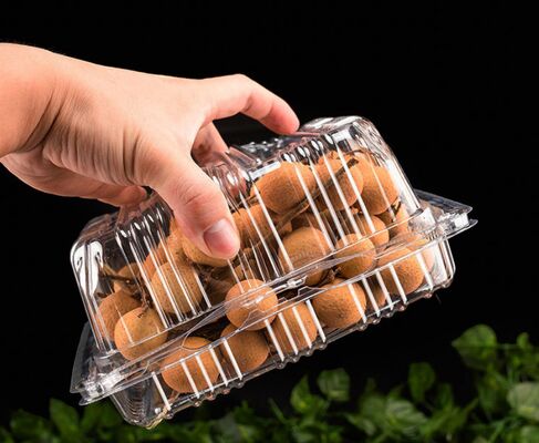Customized Design Recyclable PET Fruit Packaging Box with Heat Sealing for Tomatoes and Grapes