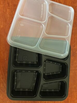 Cajas de comida rápida, cajas desechables de comida rápida de 5 compartimentos, cajas de comida rápida de PP de 5 compartimentos, cajas de embalaje de comida rápida de 5 compartimentos