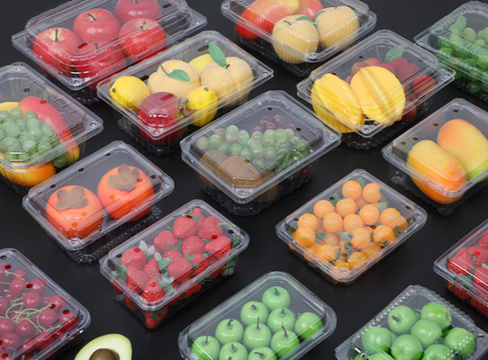 Caja de embalaje de frutas de diseño personalizable con PET reciclable y sellado térmico para una protección perfecta