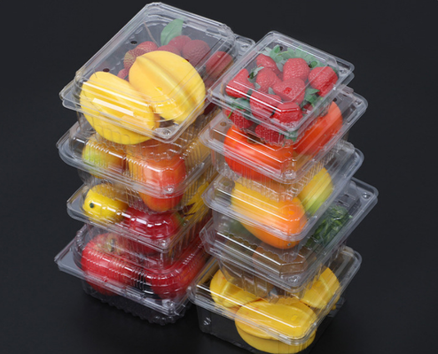 Cajas de frutas desechables al por mayor con tapa transparente y envases de plástico grueso en blister para embalaje para llevar de cajas de cortar frutas, hechas a medida