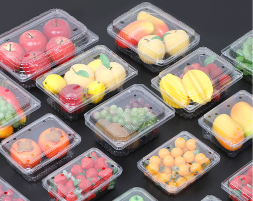 Caja de frutas de un solo uso - Caja de plástico alimenticio para sandías y fresas - Caja para cortar frutas para el almuerzo - Caja de embalaje transparente de un solo uso