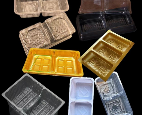 Caja de embalaje de PET reciclable personalizable con sellado térmico para macarrones y pasteles desechables