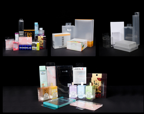 Cajas de embalaje de PVC, cajas de plástico plegadas en blanco, venta al por mayor de cajas de plástico PET rectangulares de alta transparencia de uso general, cajas de plástico
