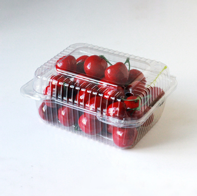 Caja de envasado de frutas de un solo uso, caja de plástico rectangular para verduras frescas, caja transparente para cortar frutas de calidad alimentaria PET