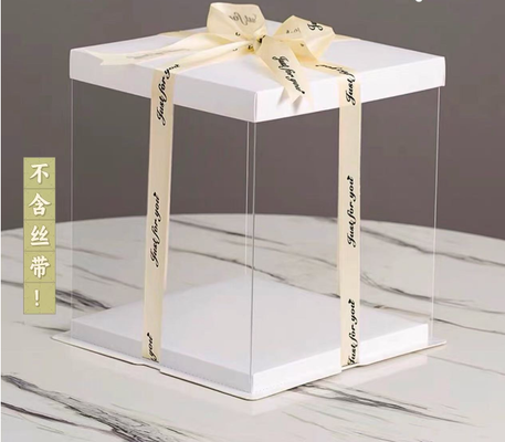 Transparent plastic cake box with high transparency PET double-sided protective film for 6", 8", 10" and 12" birthday packaging boxes