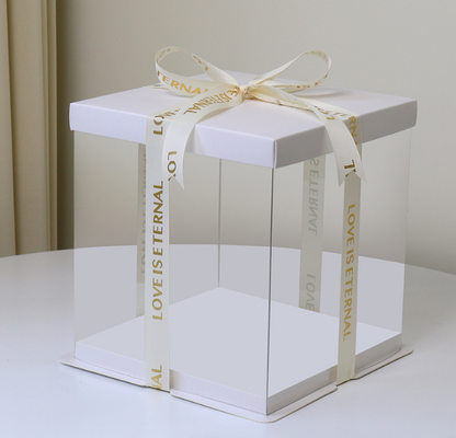 Transparent plastic cake box with high transparency PET double-sided protective film for 6", 8", 10" and 12" birthday packaging boxes