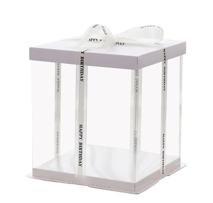 Fully transparent cake box - 4 inches, 6 inches, 8 inches, 10 inches, 12 inches, extra-high double-layer birthday cake box packaging box