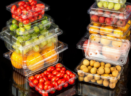 Cajas para frutas, bandejas para frutas, cajas para empaque de carne, cajas para empaque de vegetales, cajas para comida rápida, así como cajas transparentes de PVC, PP, PET y cajas impresas.