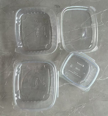 Caja de embalaje de frutas con sellado térmico de PET reciclable de diseño personalizado para tomate y arándanos