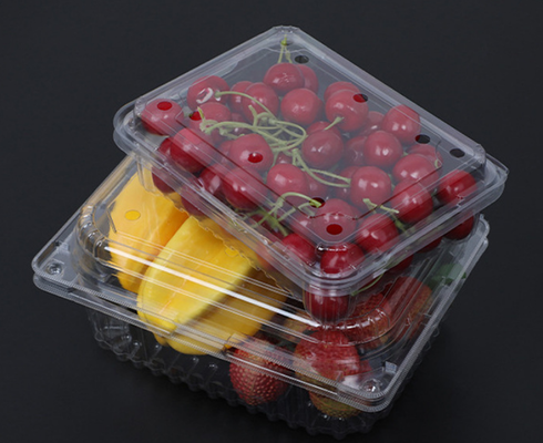 Caja de embalaje de frutas PET reciclable de diseño personalizado con sellado térmico para una protección perfecta