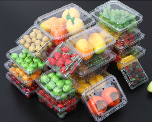 Diseño personalizado PET reciclable sellador térmico embalaje de frutas caja embalaje de ampollas de plástico